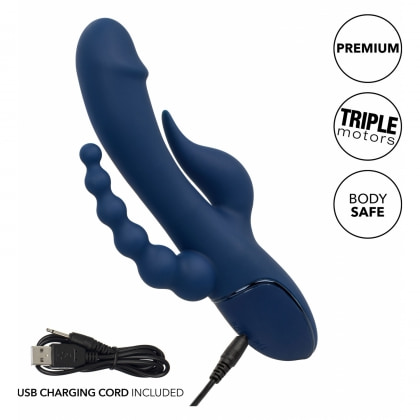 Triple Orgasme CalExotics — Vibrator Reîncărcabil Albastru