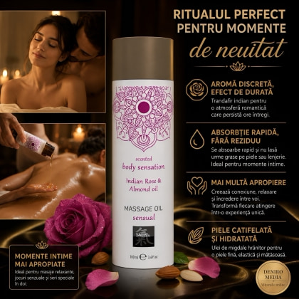 Ulei Masaj Senzual Shiatsu Trandafir Indian 100 ml