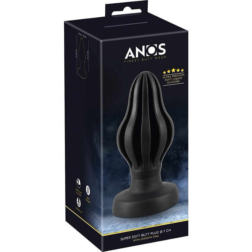 ANOS Super Soft Plug Anal 7 cm — Ventuză, Fixare Hands-free