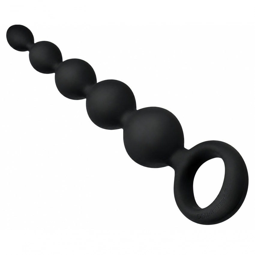 Bile Anale Din Silicon Cu Striații 14cm Negru