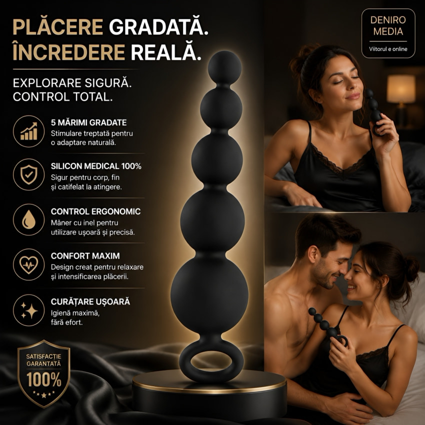 Bile Anale Din Silicon Cu Cute 14cm Negru