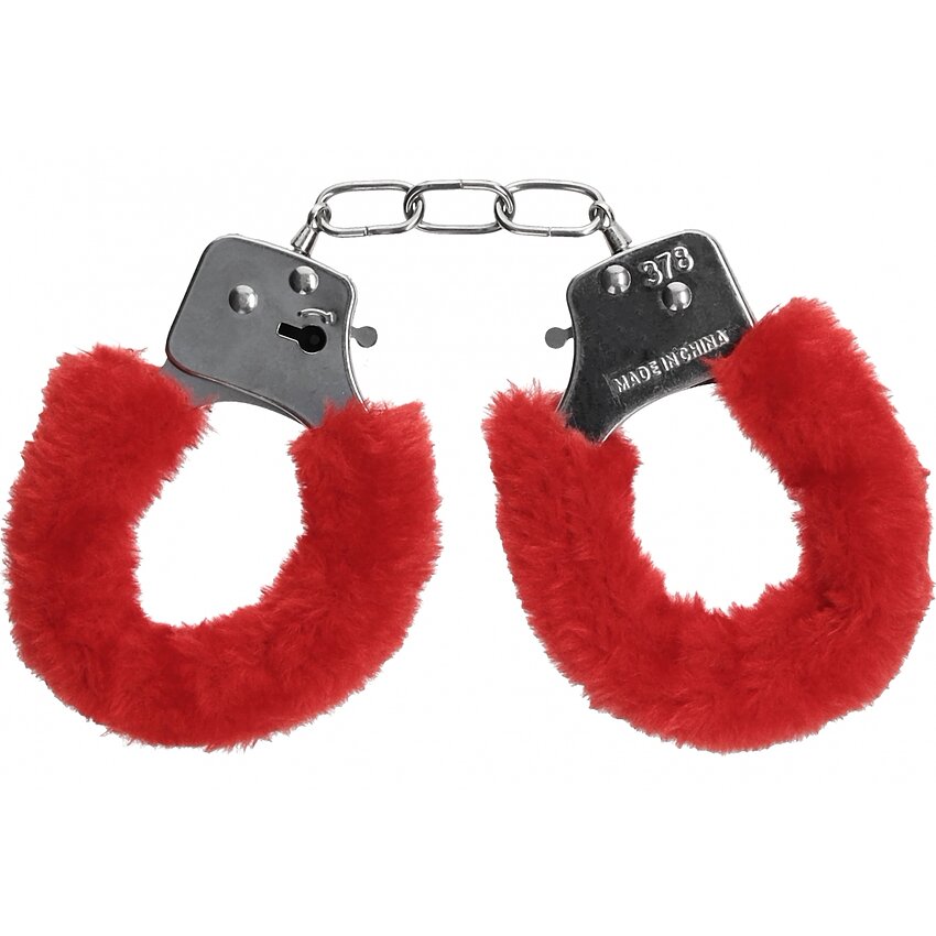 Cătușe Pleasure Handcuffs Furry Roșu