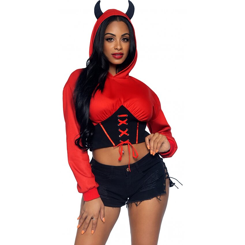 Costum Leg Avenue Devil Cropped Hoodie Roșu M-L