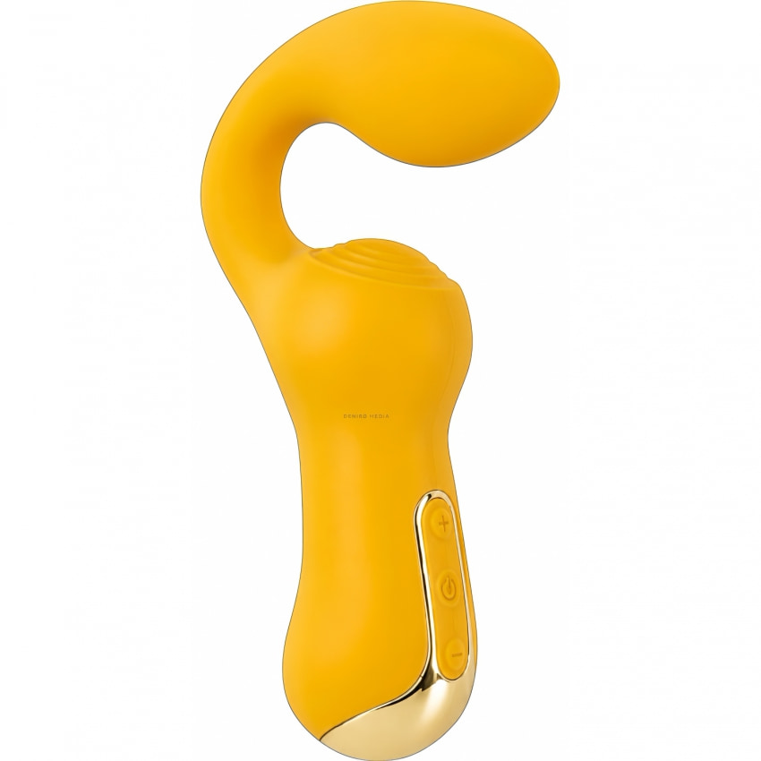 Dublu Vibrator curbat – 2 Motoare, 10 Moduri, Reîncărcabil Galben