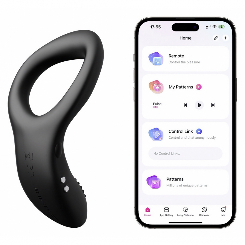 Lovense Diamo Vibrating Ring Negru