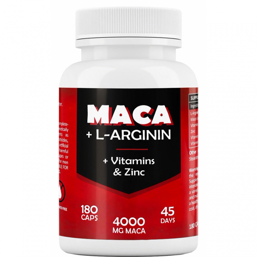 Maca Cu L-Arginină Pentru Energie și Libido 180 capsule