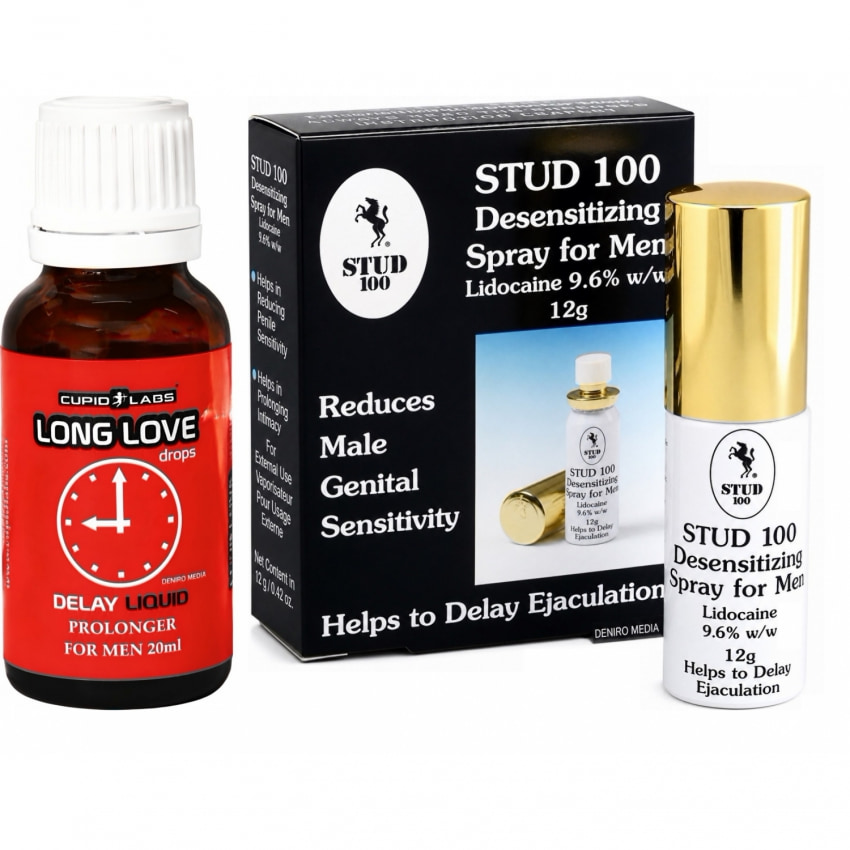 Pachet Spray Stud 100 Original + Picături Ejaculare Precoce Long Love 20ml