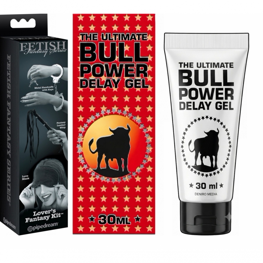 Pachet Set Limited Edition Lovers Fantasy Negru + Gel Ejaculare Prematură Bull Power Delay 30ml