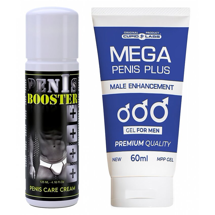 Pachet Gel Mărire Penis Mega Penis Plus 65ml Și Cremă Pentru Potență Penis Booster 125ml