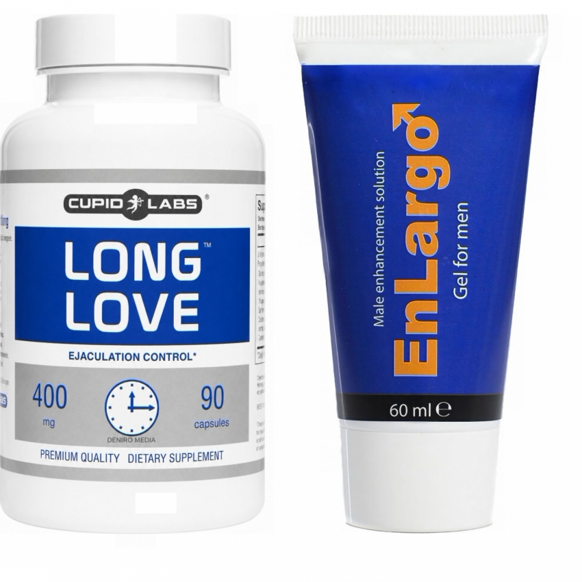 Pachet Cremă Mărirea Penisului Enlargo 100ml + Pastile Ejaculare Precoce Long Love 90buc