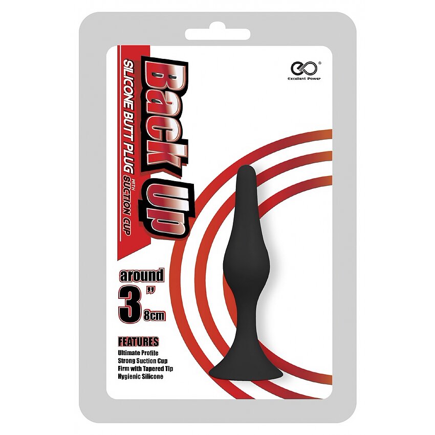 NMC Back Up 3 – Plug Anal Din silicon cu Ventuză 8 cm Negru