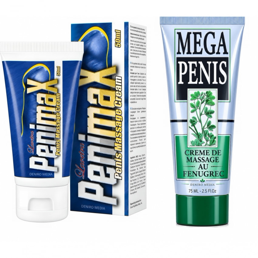 Pachet Cremă Mărire Mega Penis 75ml + Cremă Penis Enlargement Penimax 50ml