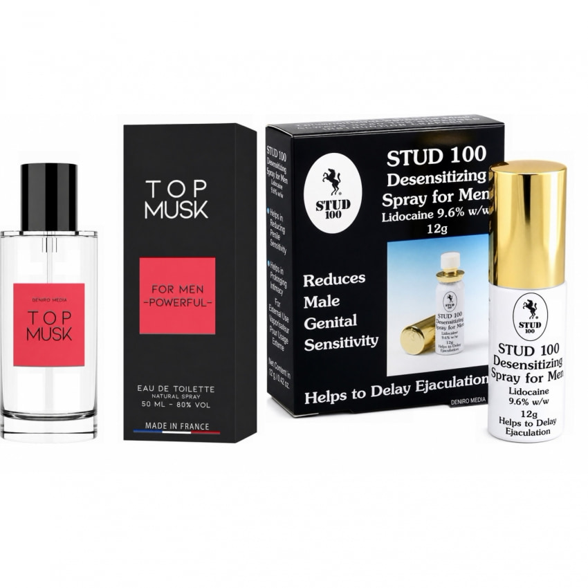 Pachet Spray Stud 100 Original + Parfum Feromoni Top Musk 75ml