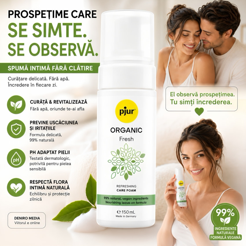 Pjur ORGANIC Fresh – Spumă Sexuală Revitalizantă 150ml