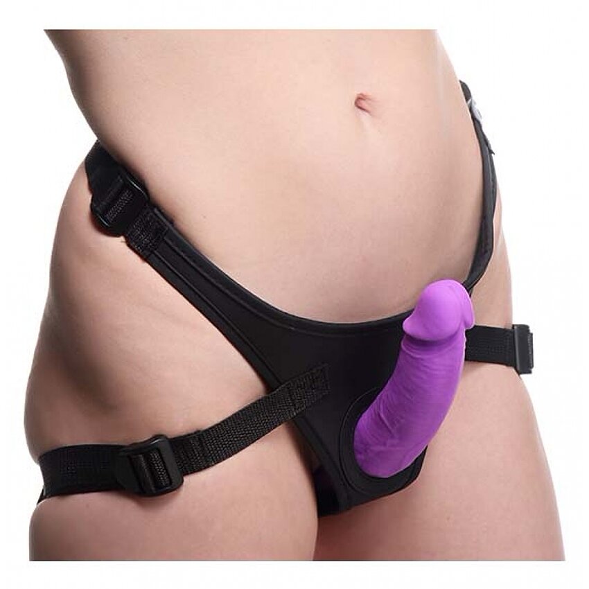 Double Charmer Silicone Double Dildo with Harness Mov