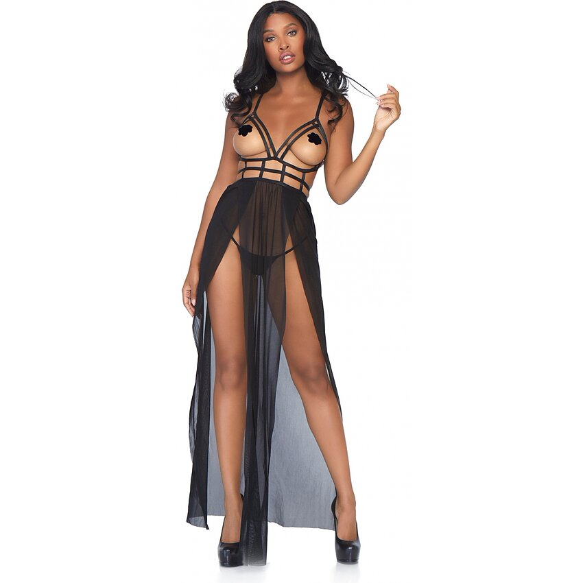 Rochie Leg Avenue Cage Maxi Negru M-L