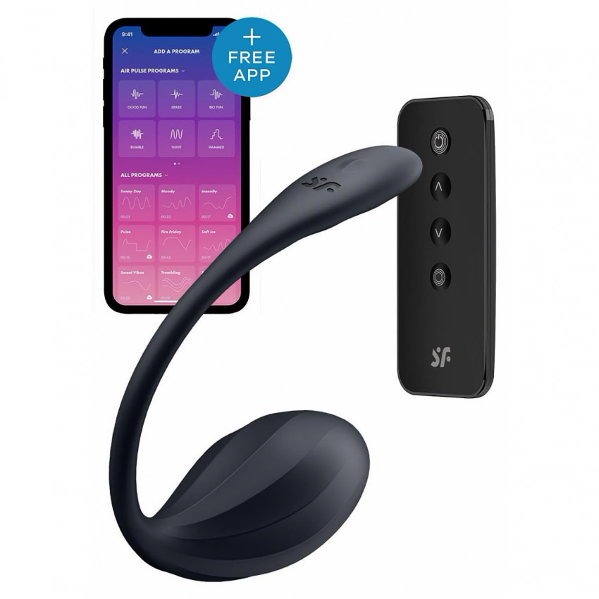 Ribbed Petal Satisfyer — 12 Programe, silicon Moale, Impermeabil Negru