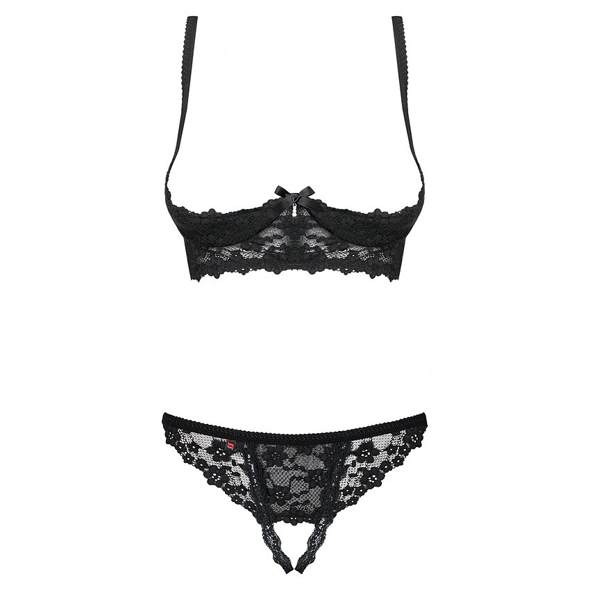 Set Fără Cupe Obsessive Letica Negru S-M