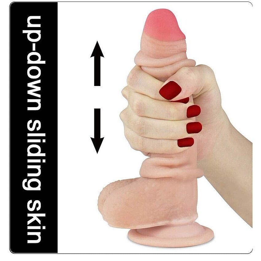 Dildo Realist Lovetoy Sliding Skin cu Ventuză 17,5 cm