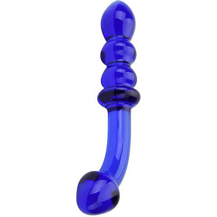 Spectrum Ribbed Punctul G Glass Dildo Albastru