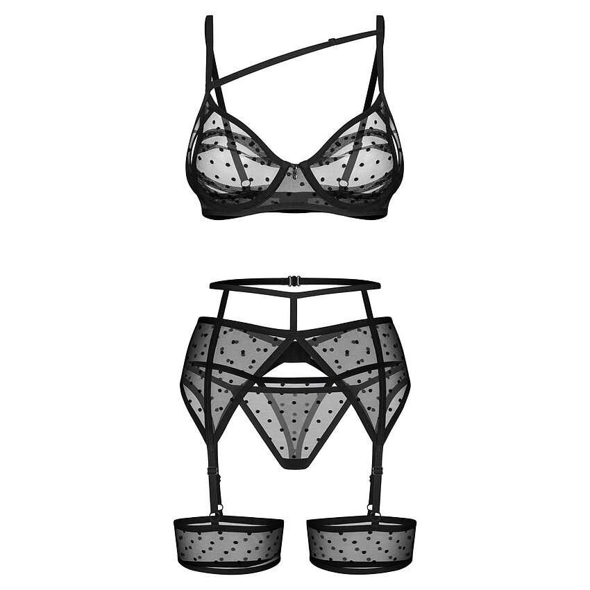 Set Obsessive Suspender Nuites Negru S-M