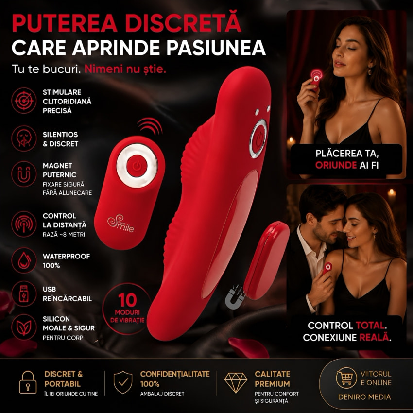 Sweet Smile Stimulator Pentru Chiloți: 10 Moduri, Reîncărcabil Roșu