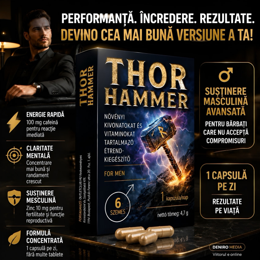 Thor Hammer Pills 6 Tablete Potență și Vigoare