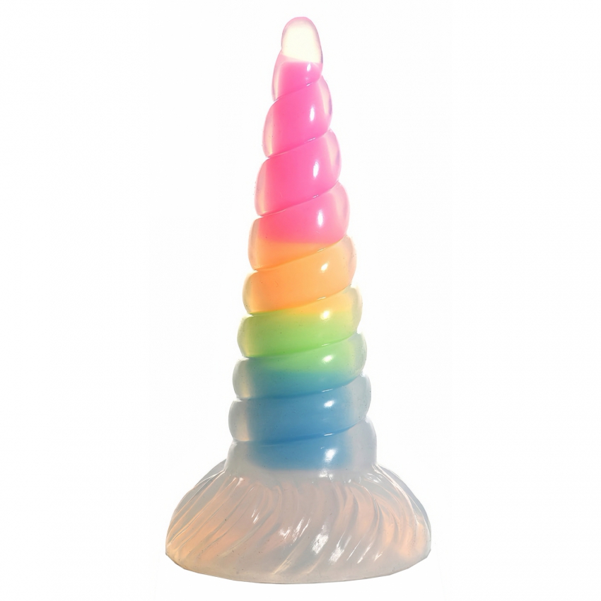 UniGlow Horn — Dildo silicon Fosforescent 20 cm Multicolor