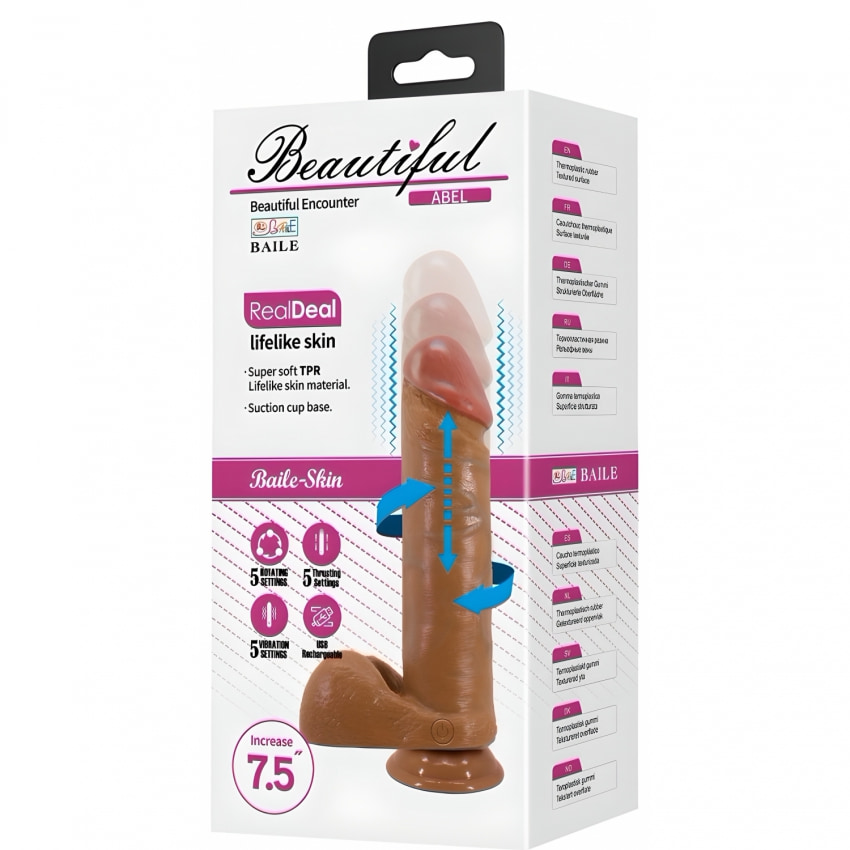 Vibrator Realist Beautiful Abel cu Împingere și Rotație